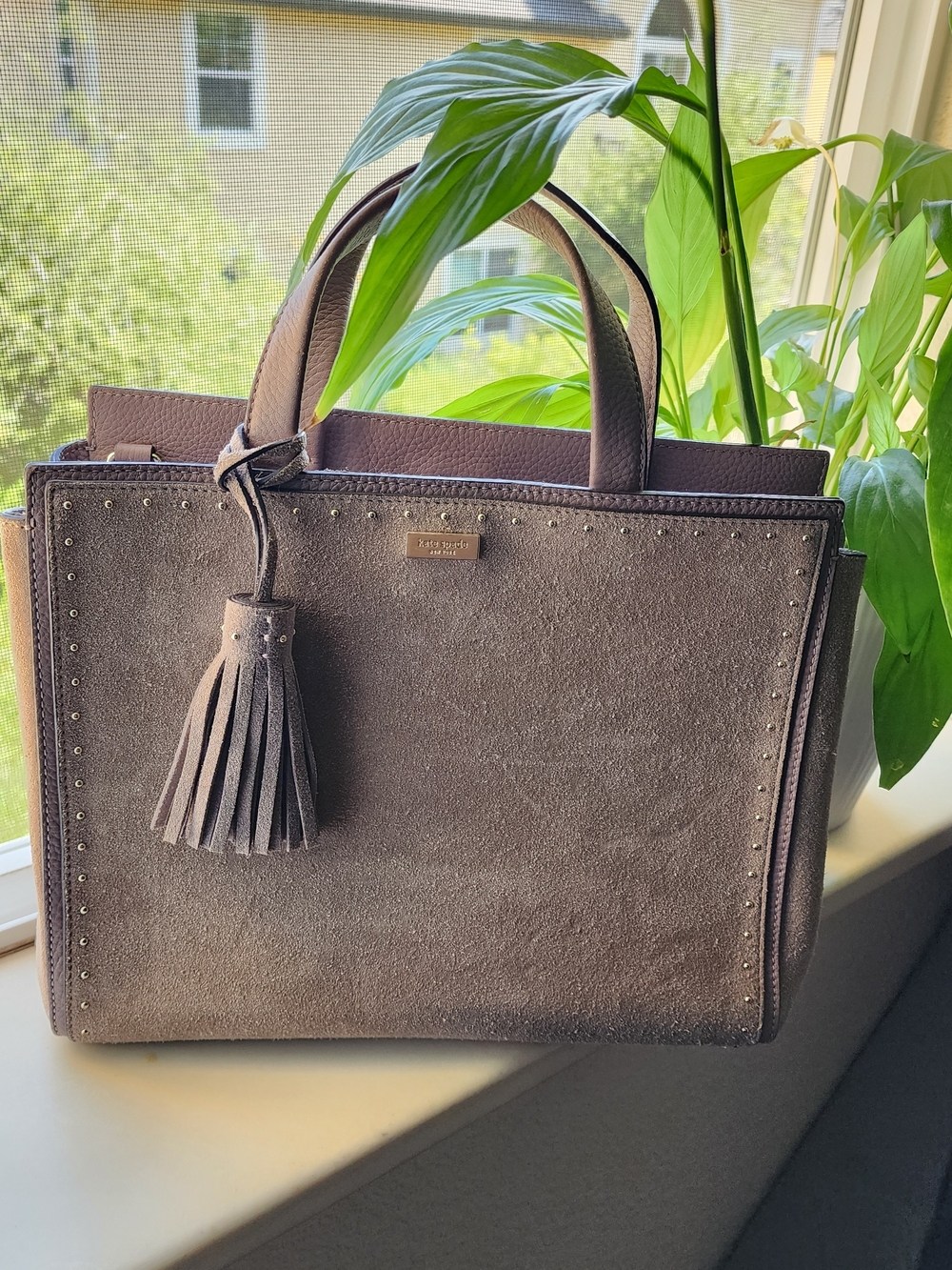 Kate Spade Suede Leather Tassel Tote Bag